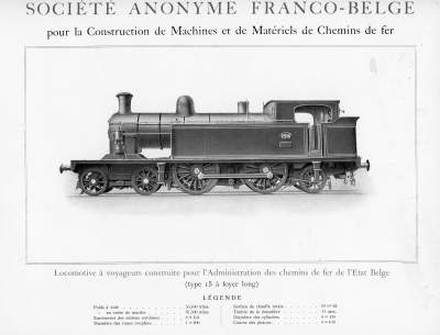 <b>Locomotive à voyageurs (type 15 à foyer long)</b><br>construite pour l'Administration des chemins de fer de l'Etat Belge